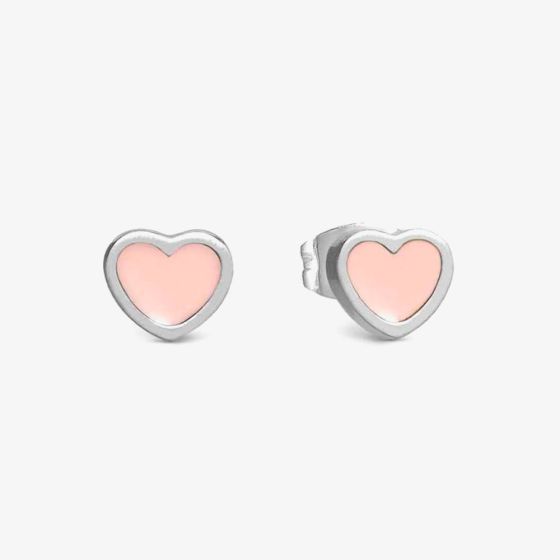Nomination Emosfere Silver Tone Pink Enamel Heart Stud Earrings 134208/006