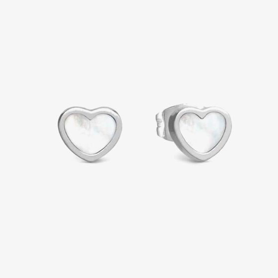 Nomination Emosfere Silver Tone Mother Of Pearl Heart Stud Earrings 134209/036