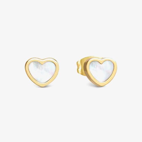 Nomination Emosfere Gold Tone Mother Of Pearl Heart Stud Earrings 134219/036