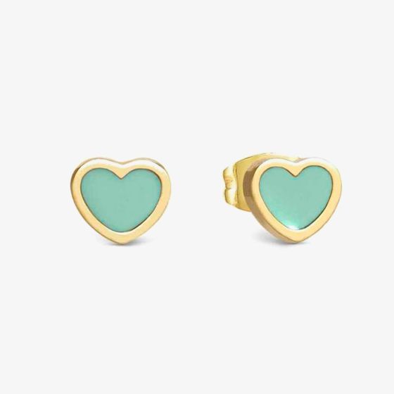 Nomination Emosfere Gold Tone Mint Enamel Heart Stud Earrings 134218/002