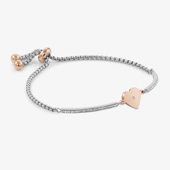 Nomination Milleluci Rose Gold Finish Heart Toggle Pavé Half Bangle 028004/022