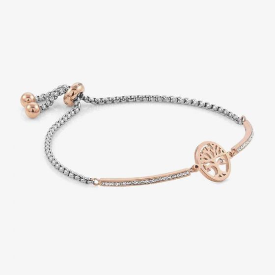 Nomination Milleluci Rose Gold Finish Pavé Tree of Life Toggle Half Bangle 028005/017