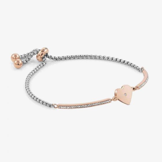 Nomination Milleluci Rose Gold Finish Pavé Heart Toggle Half Bangle 028005/022