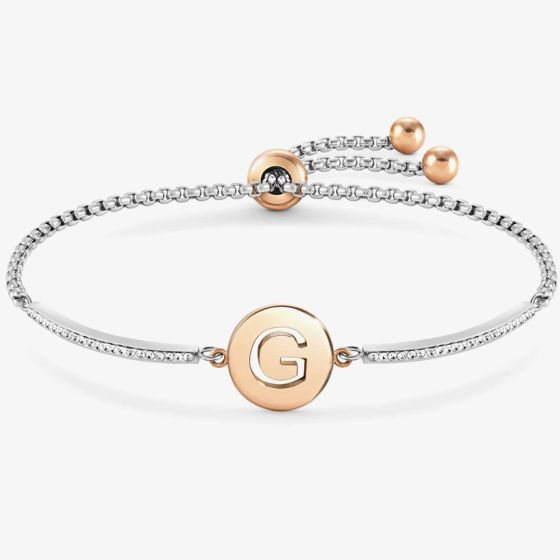 Nomination Milleluci Two-Tone Initial G Half Bangle Toggle Bracelet 028007/007