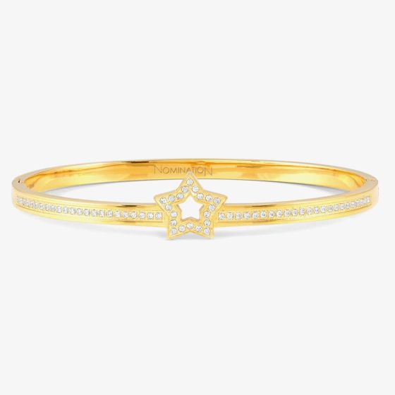 Nomination Pretty Bangles Gold Plated Cubic Zirconia Open Star Bangle 029501/009