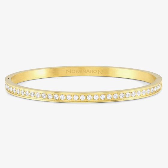 Nomination Pretty Bangles Gold Plated Pave Half Set White Cubic Zirconia Bangle 029505/020