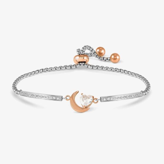 Nomination Milleluci Silver & Rose Gold Moon Heart Toggle Bracelet 028020/038