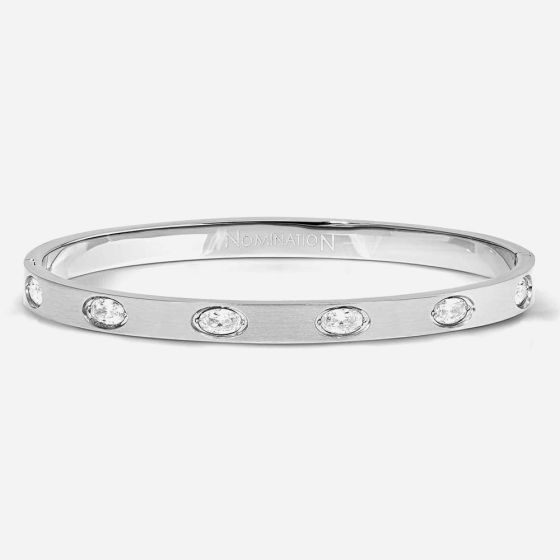 Nomination Pretty Bangles Silver Tone Cubic Zirconia Hinged Bangle 028526/001