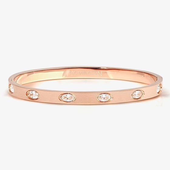 Nomination Pretty Bangles Rose Gold Tone Cubic Zirconia Hinged Bangle 029526/043