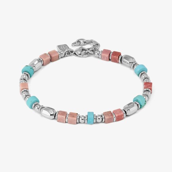 Nomination InstinctStyle Stainless Steel, Turquoise & Pink Stone Infinity Bracelet 027936/098