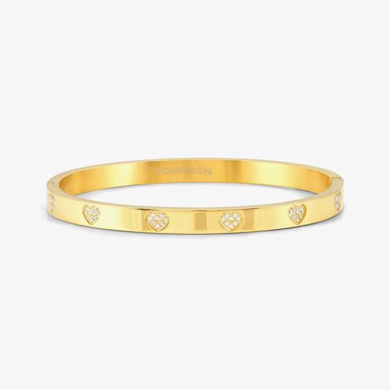 Nomination Pretty Bangles Gold Plated Cubic Zirconia Heart Medium Bangle 029512/006