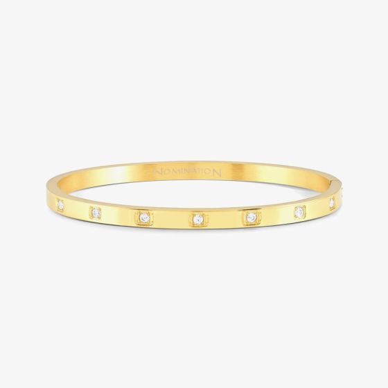 Nomination Pretty Bangles Gold Plated Square Set Cubic Zirconia Medium Bangle 029514/012