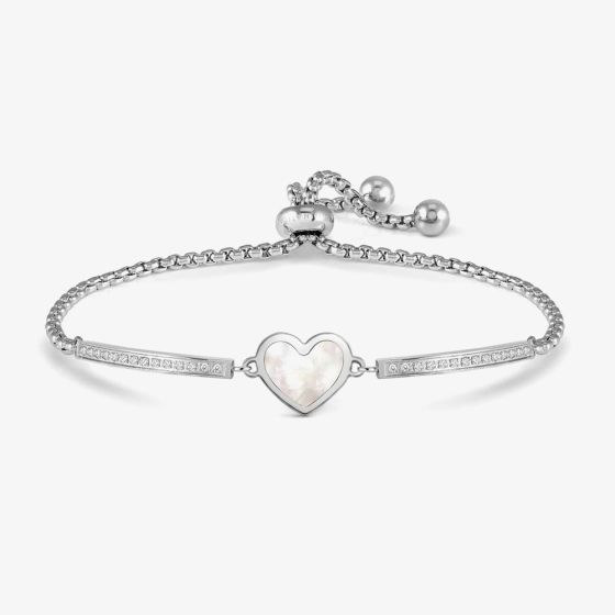 Nomination Milleluci Stainless Steel Mother of Pearl Heart Box Chain Bracelet 028031/068