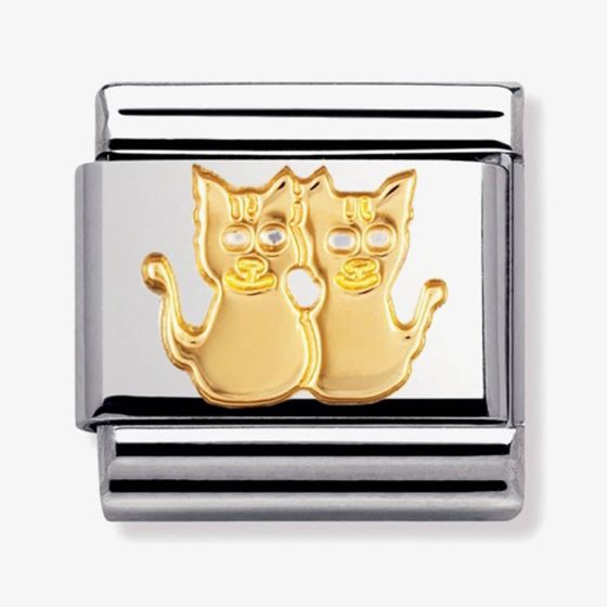 Nomination CLASSIC Gold Animals of Earth Two Cats Charm 030112/13