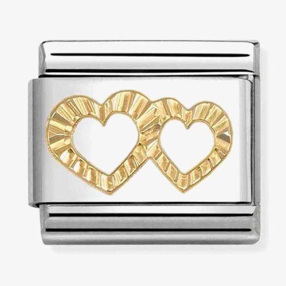 Nomination Classic Symbols Diamond Cut Double Heart Charm 030149/64