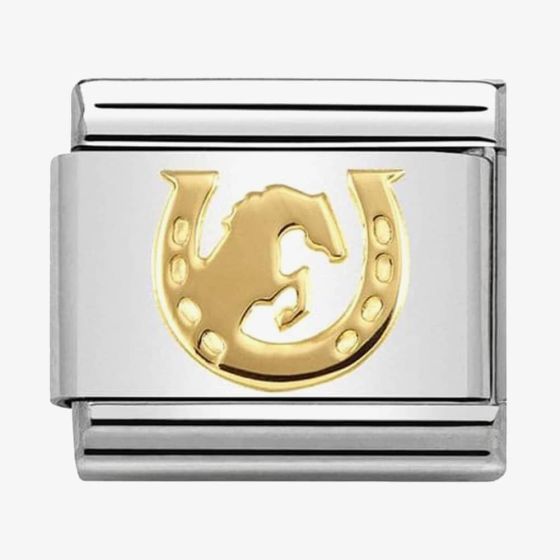Nomination CLASSIC Gold Symbols Horse Jumping Horseshoe Charm 030149/30