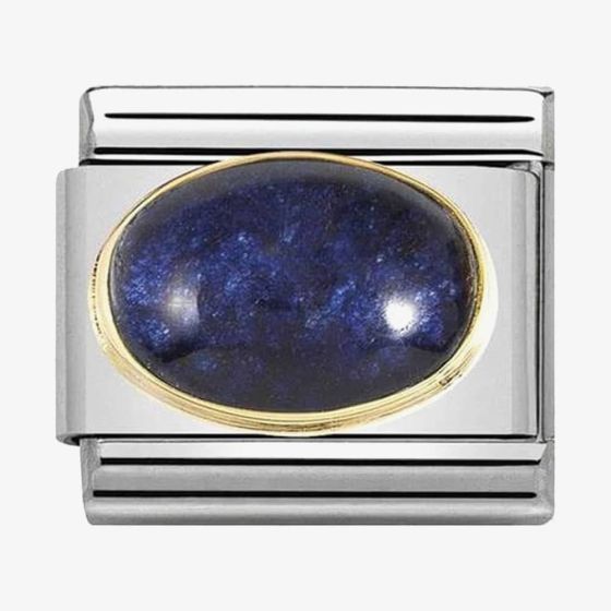 Nomination CLASSIC Gold Cosmo Oval Blue Leaf Rock Crystal Charm 030516/04