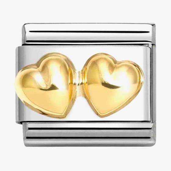 Nomination CLASSIC Composable Gold Raised Double Hearts Charm 030116/23