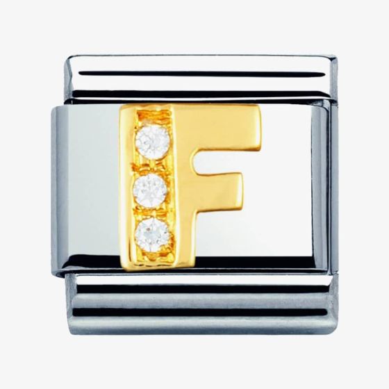 Nomination CLASSIC Gold Letters Cubic Zirconia F Charm 030301/06