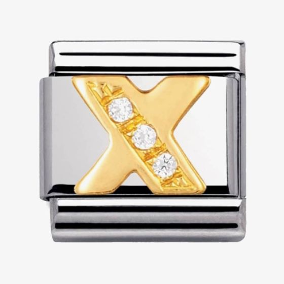 Nomination CLASSIC Gold Letters Cubic Zirconia X Charm 030301/24