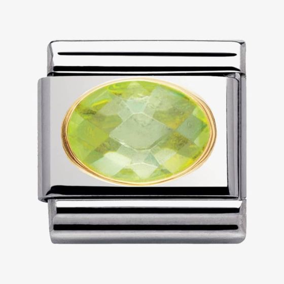Nomination CLASSIC Gold Oval Faceted Cubic Zirconia Green Charm 030601/004