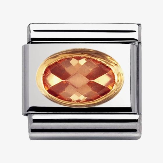 Nomination CLASSIC Gold Oval Faceted Cubic Zirconia Champagne Charm 030601/024