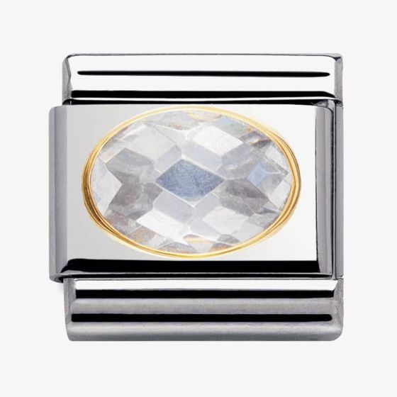 Nomination CLASSIC Gold Oval Faceted Cubic Zirconia White Charm 030601/010