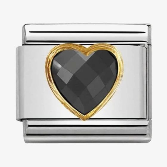Nomination CLASSIC Gold Black Heart Charm 030610/011