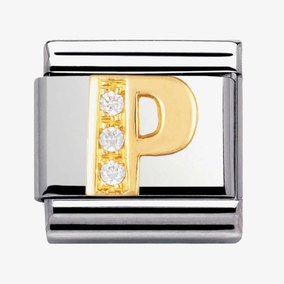 Nomination CLASSIC Gold Cubic Zirconia Letter P Charm 030301/16