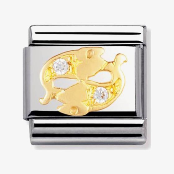 Nomination CLASSIC Gold Cubic Zirconia Zodiac Pisces Charm 030302/12