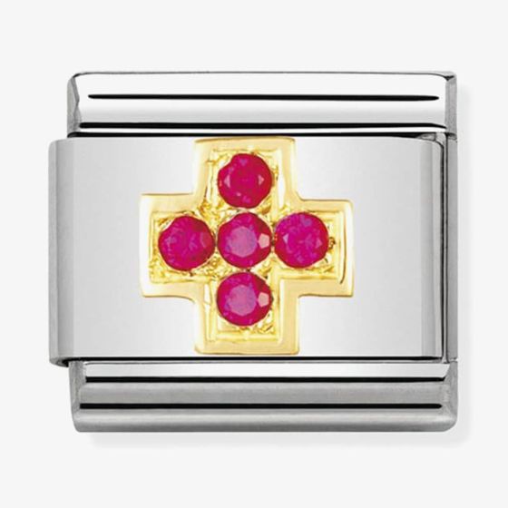 Nomination CLASSIC Composable Daily Life Gold & Red Cubic Zirconia Cross Charm 030307/02