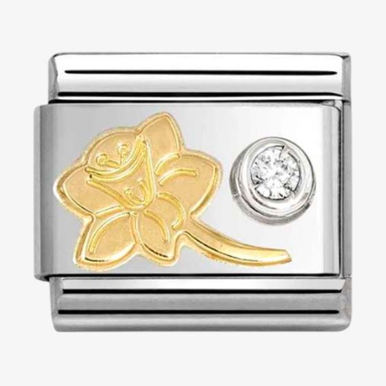 Nomination CLASSIC Stainless Steel & 18ct Yellow Gold Cubic Zirconia Narcissus Charm 630301/05