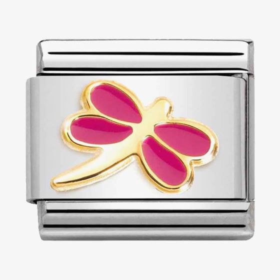 Nomination CLASSIC Composable Gold Fuchsia Enamel Dragonfly Charm 030285/57