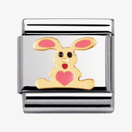 Nomination CLASSIC Gold Animals of the Earth Pink Rabbit Charm 030212/01