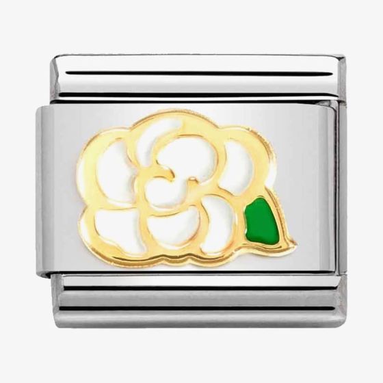 Nomination CLASSIC Composable Gold White Enamel Camellia Flower Charm 030272/79