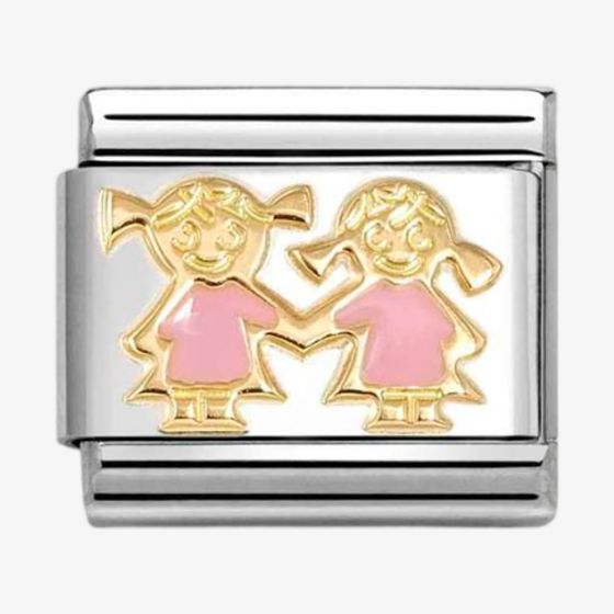 Nomination CLASSIC Gold & Pink Two Girl Sister Charm 030272/91