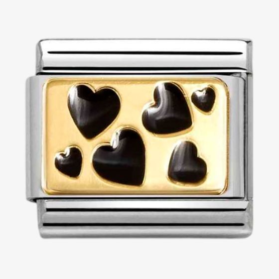 Nomination CLASSIC Gold & Black Hearts Charm 030284/68
