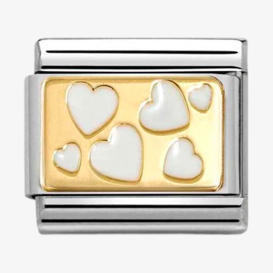 Nomination CLASSIC Gold & White Hearts Charm 030284/70