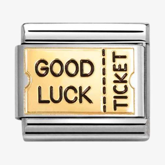 Nomination CLASSIC Stainless Steel 18ct Yellow Gold Good Luck Fortune Card Charm 030284/72
