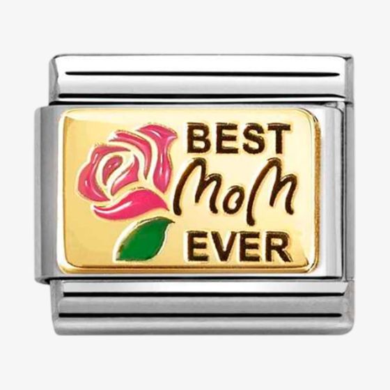 Nomination CLASSIC Stainless Steel 18ct Yellow Gold Best Mom Ever Charm 030289/15