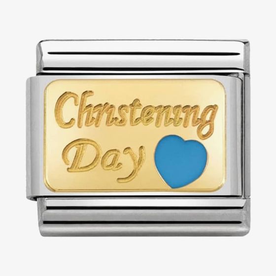 Nomination CLASSIC Gold Blue Heart Christening Charm 030284/23