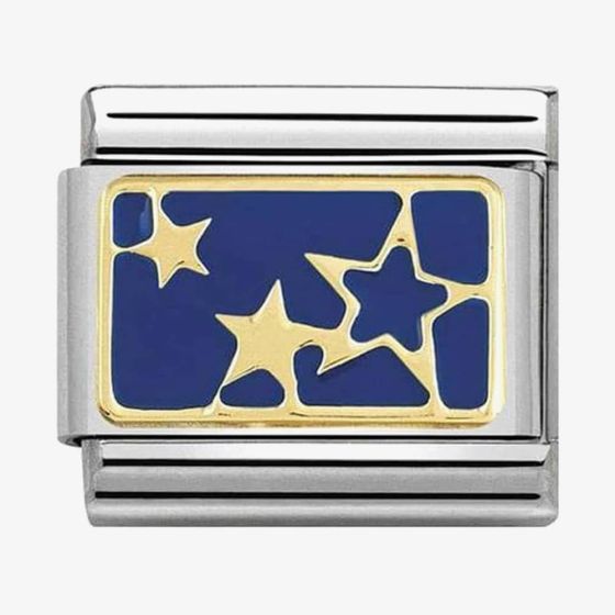 Nomination CLASSIC Gold Cosmo Blue Enamel Stars Charm 030284/44