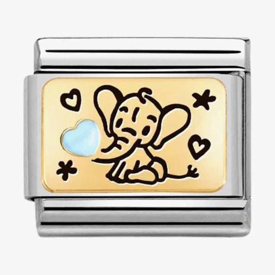 Nomination CLASSIC Composable Blue & Black Elephant Heart Charm 030289/04