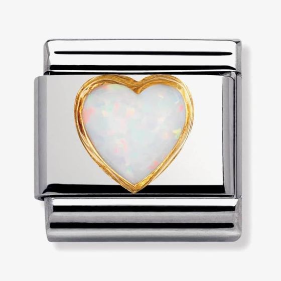 Nomination CLASSIC Gold White Opal Heart Stones Charm 030501/07