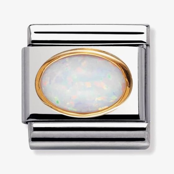 Nomination CLASSIC Gold Oval Stones White Opal Charm 030502/07