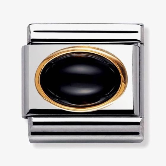 Nomination CLASSIC Gold Oval Stones Black Agate Charm 030502/02