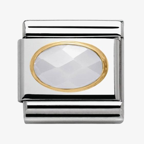 Nomination CLASSIC Gold Oval Stones White Jade Charm 030502/25