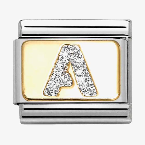 Nomination CLASSIC Silver Glitter Letter A Charm 030291/01