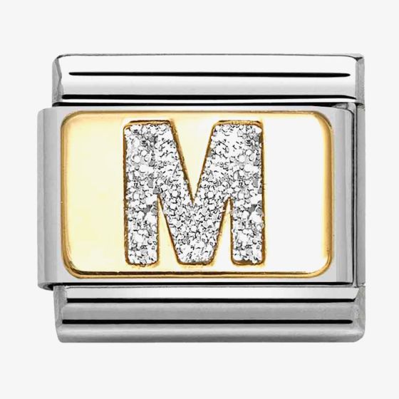 Nomination CLASSIC Silver Glitter Letter M Charm 030291/13