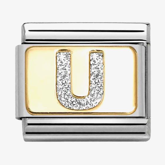Nomination CLASSIC Silver Glitter Letter U Charm 030291/21